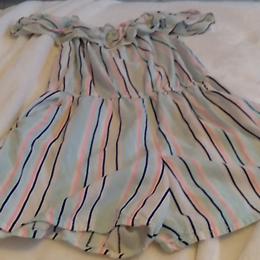Striped cold shoulder romper